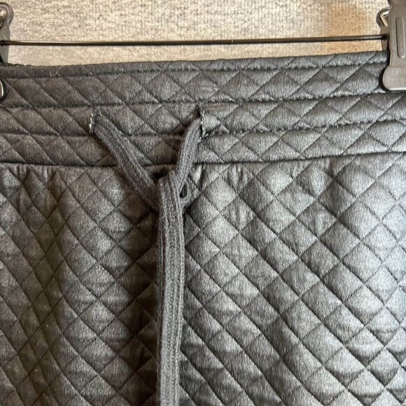 Fabletics Mini Skirt Women Size S Black Quilted Drawstring Straight Coated - Picture 3 of 13